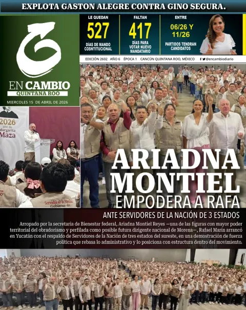 Portada de En Cambio - Quintana Roo (contraportada) del miércoles, 15 de abril de 2026