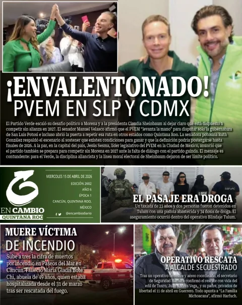 Portada de En Cambio - Quintana Roo (portada) del miércoles, 15 de abril de 2026