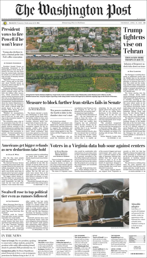 Portada de The Washington Post