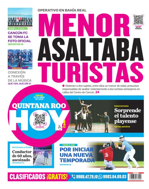 Portada de Quintana Roo Hoy (contraportada)
