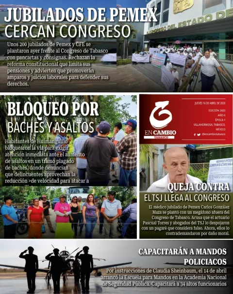 Portada de En Cambio - Tabasco (contraportada) del jueves, 16 de abril de 2026