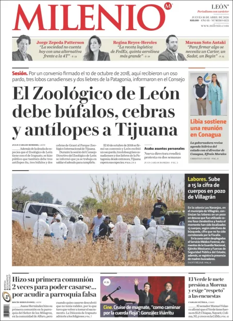 Portada de Milenio Leon del jueves, 16 de abril de 2026