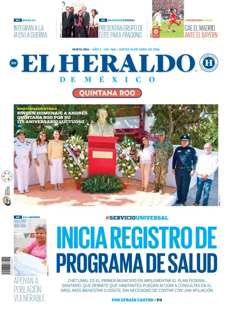 Portada de El Heraldo de Mexico - Quintana Roo