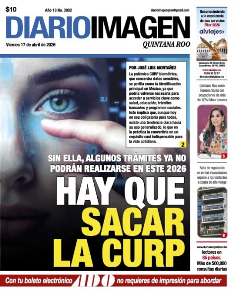 Portada de Diario Imagen Quintana Roo del viernes, 17 de abril de 2026