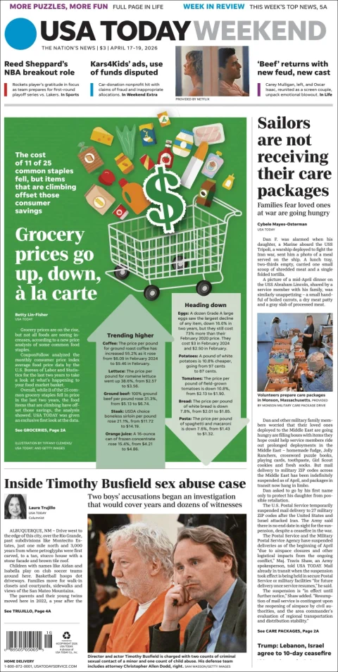 Portada de Usa Today