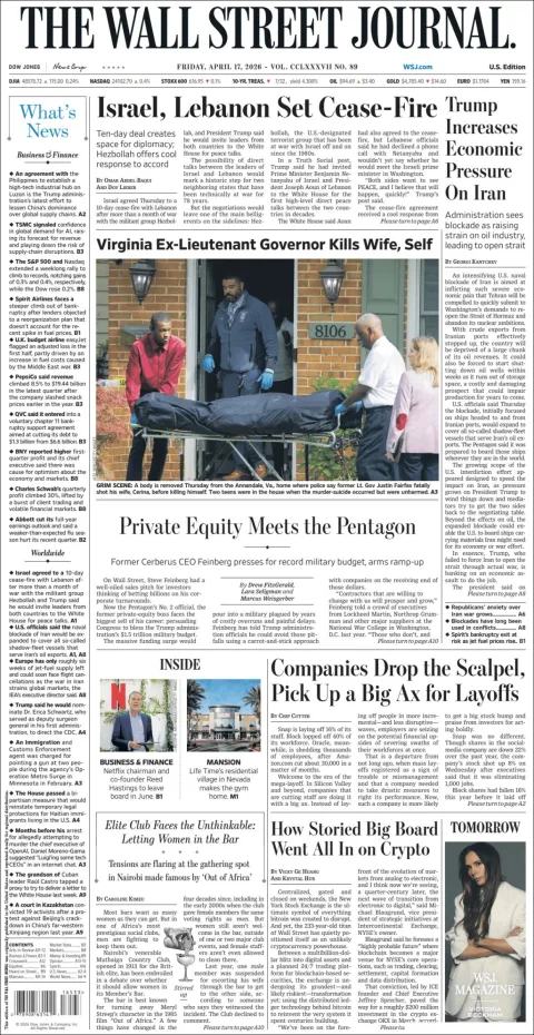 Portada de The Wall Street Journal