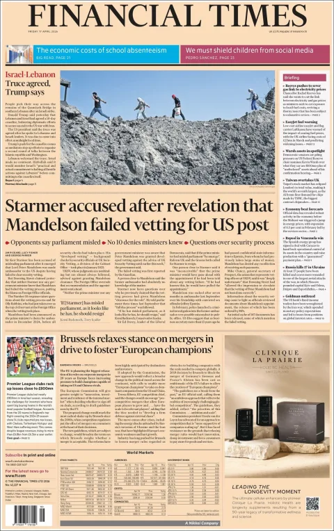 Portada de Financial Times del 2026-04-17