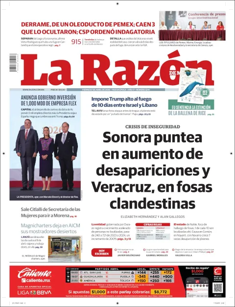 Portada de La Razon del viernes, 17 de abril de 2026