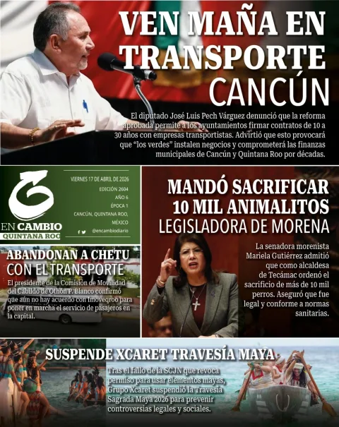Portada de En Cambio - Quintana Roo (contraportada) del viernes, 17 de abril de 2026