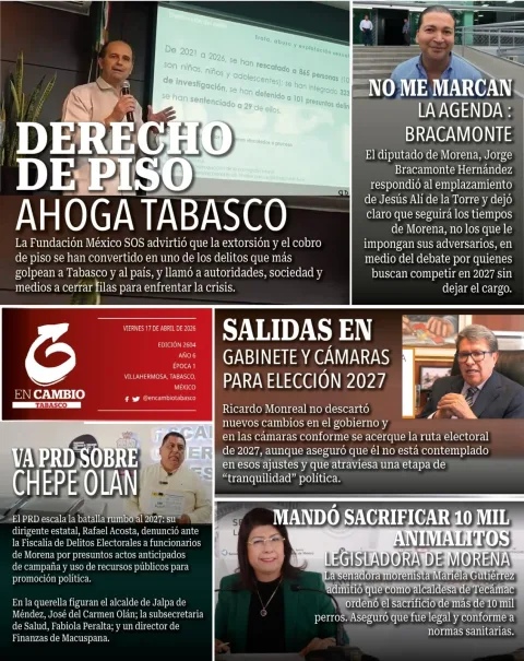 Portada de En Cambio - Tabasco (contraportada) del viernes, 17 de abril de 2026