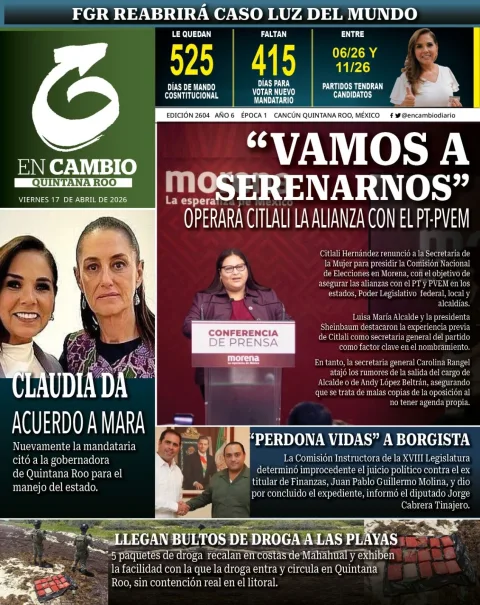 Portada de En Cambio - Quintana Roo (portada) del viernes, 17 de abril de 2026