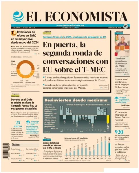 Portada de El Economista del viernes, 17 de abril de 2026