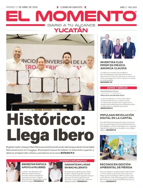 Portada de El Momento Yucatan del viernes, 17 de abril de 2026
