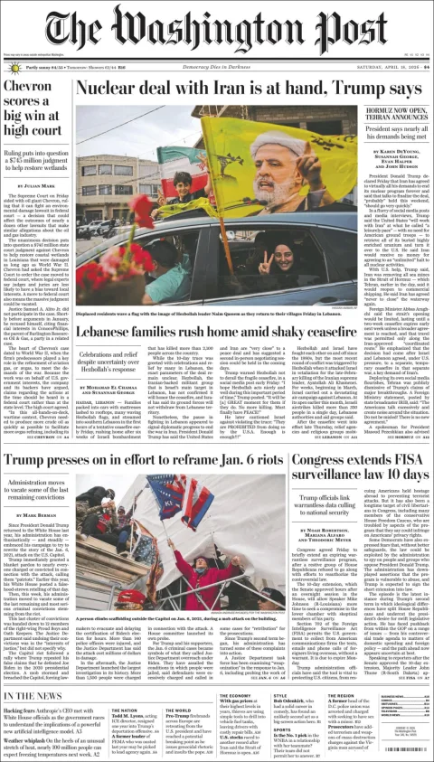 Portada de The Washington Post