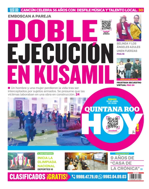 Portada de Quintana Roo Hoy (contraportada)