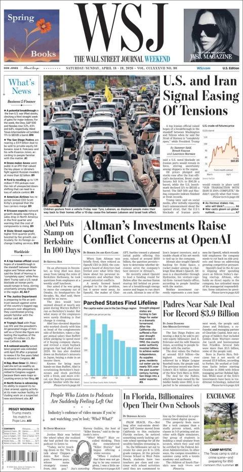 Portada de The Wall Street Journal