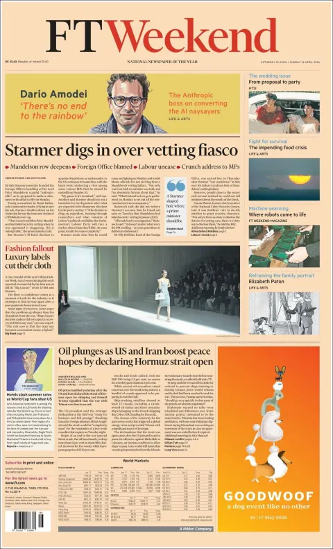 Portada de Financial Times del 2026-04-18