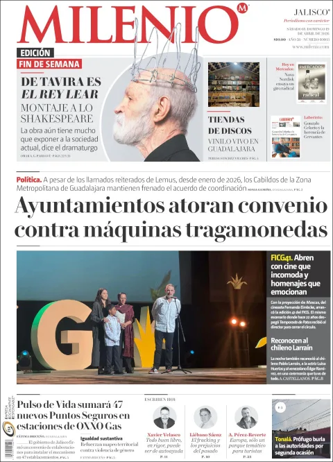 Portada de Milenio Jalisco del sábado, 18 de abril de 2026