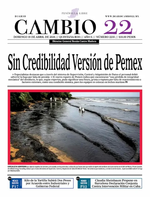 Portada de Diario Cambio 22 (contraportada) del domingo, 19 de abril de 2026