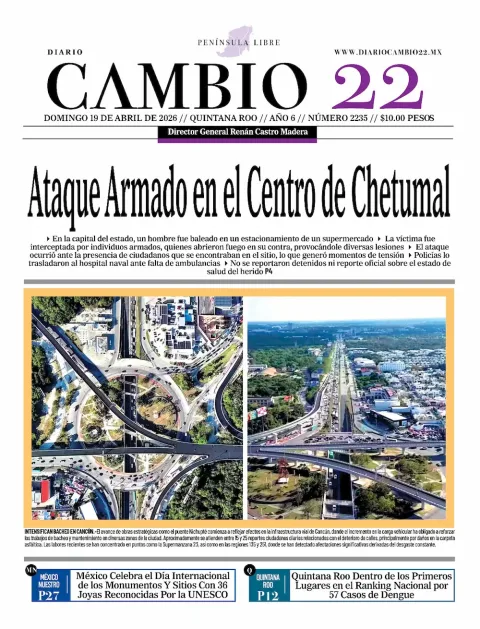 Portada de Diario Cambio 22 (portada) del domingo, 19 de abril de 2026