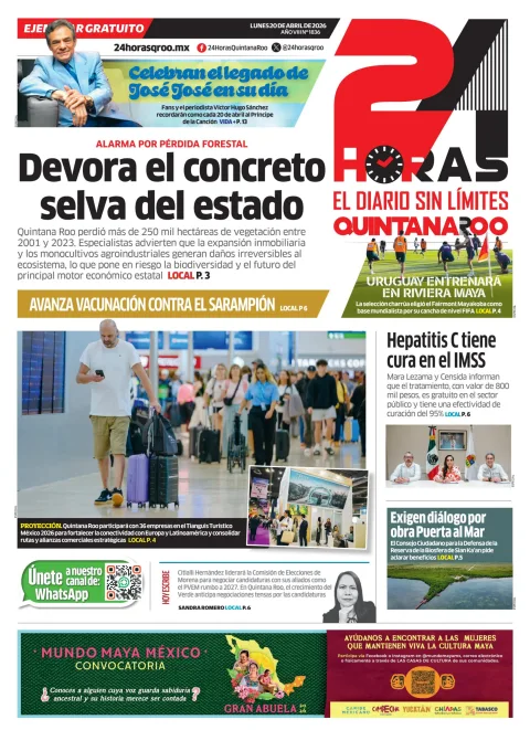 Portada de 24 Horas Quintana Roo