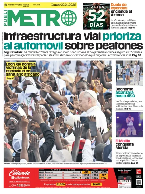 Portada de Publimetro Merida del lunes, 20 de abril de 2026