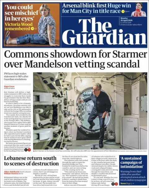 Portada de The Guardian (reino Unido) del lunes, 20 de abril de 2026