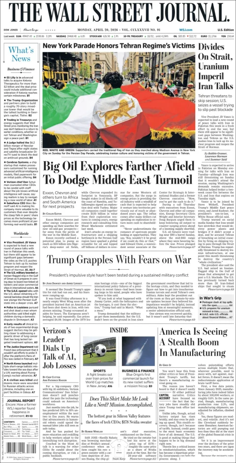Portada de The Wall Street Journal