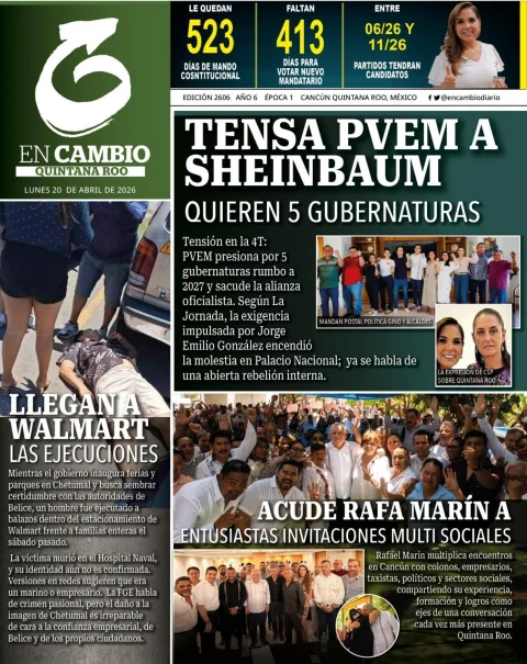 Portada de En Cambio - Quintana Roo (portada) del lunes, 20 de abril de 2026