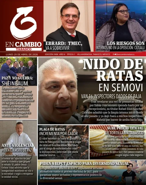 Portada de En Cambio - Tabasco (portada) del lunes, 20 de abril de 2026