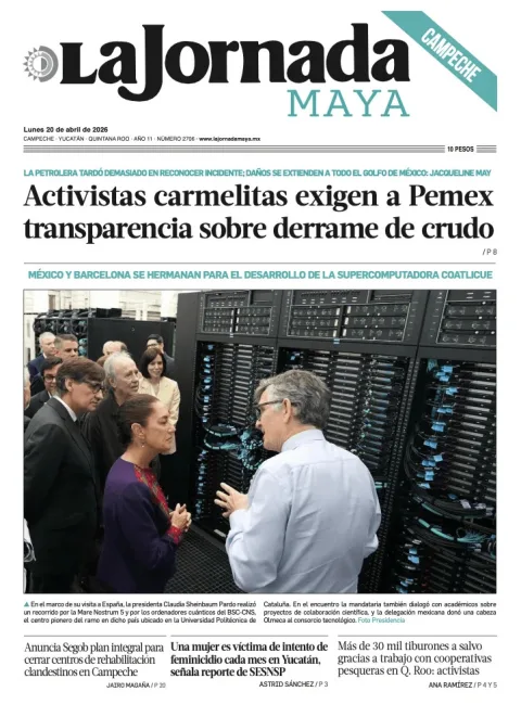 Portada de La Jornada Maya Campeche del lunes, 20 de abril de 2026