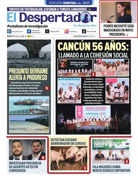 Portada de El Despertador de Quintana Roo del martes, 21 de abril de 2026