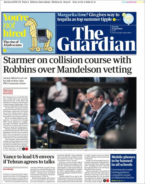 Portada de The Guardian (reino Unido) del martes, 21 de abril de 2026