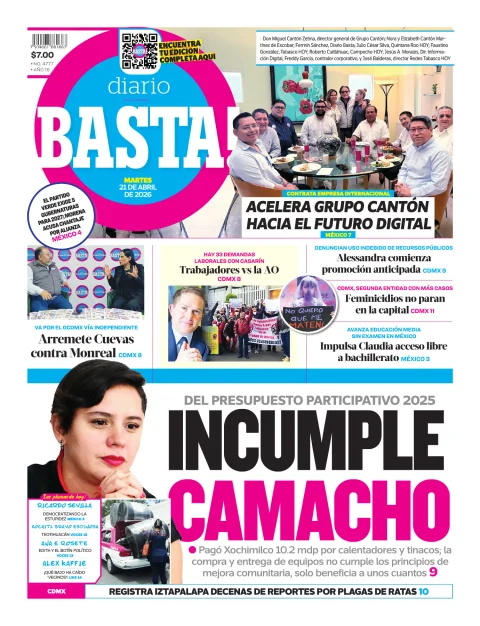 Portada de Basta! (portada) del martes, 21 de abril de 2026