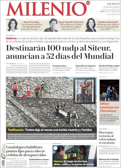 Portada de Milenio Jalisco del martes, 21 de abril de 2026