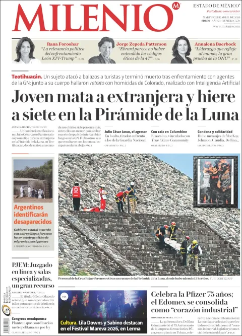Portada de Milenio Edo de Mexico del martes, 21 de abril de 2026