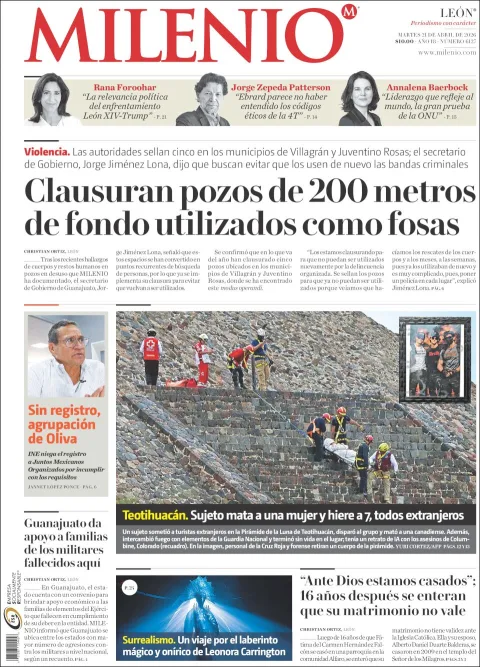 Portada de Milenio Leon del martes, 21 de abril de 2026