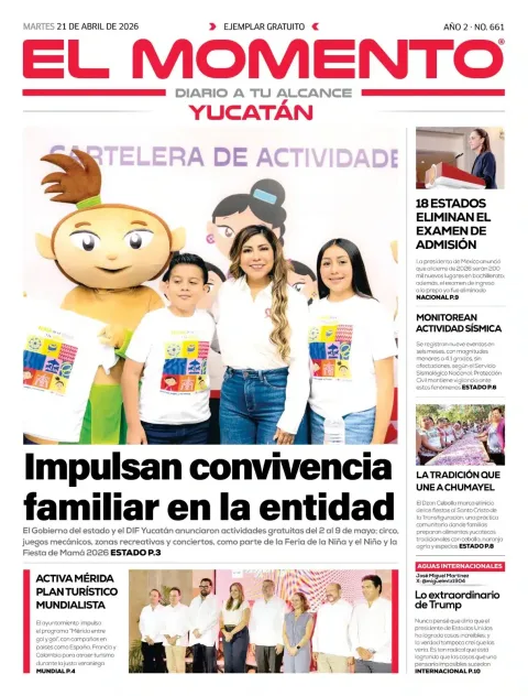 Portada de El Momento Yucatan del martes, 21 de abril de 2026