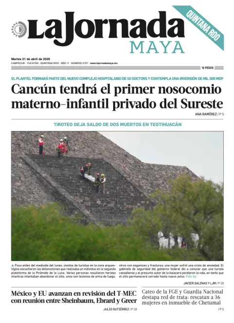 Portada de La Jornada Maya Quintana Roo del martes, 21 de abril de 2026