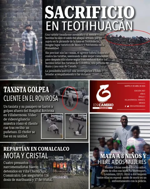 Portada de En Cambio - Tabasco (portada) del martes, 21 de abril de 2026