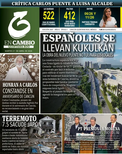 Portada de En Cambio - Quintana Roo (contraportada) del martes, 21 de abril de 2026