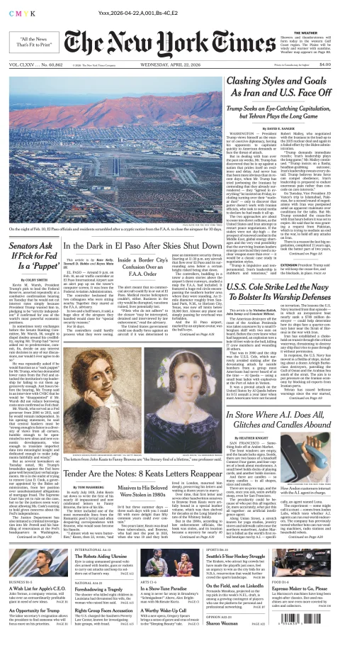 Portada de The New York Times (national) del miércoles, 22 de abril de 2026
