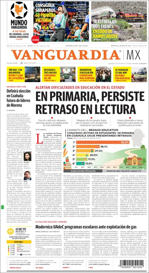 Portada de Vanguardia del miércoles, 22 de abril de 2026
