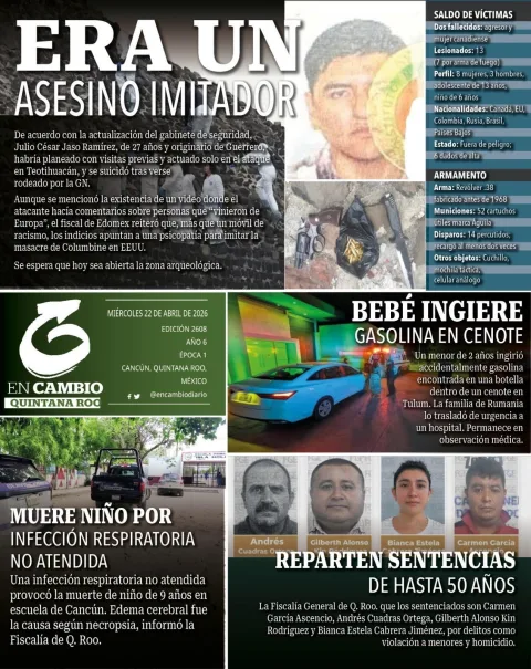 Portada de En Cambio - Quintana Roo (contraportada) del miércoles, 22 de abril de 2026