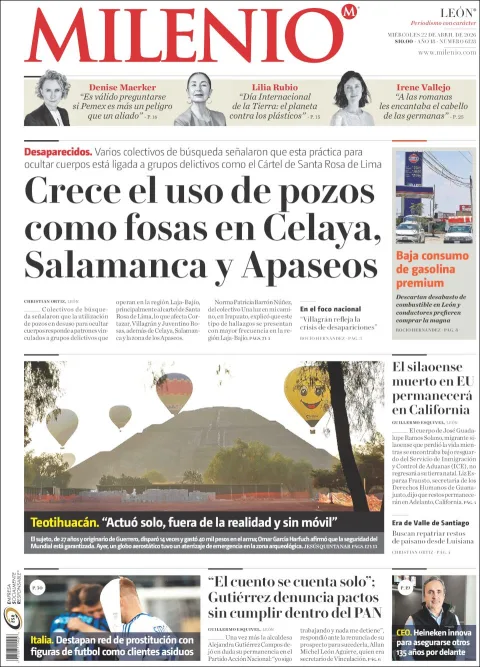 Portada de Milenio Leon del miércoles, 22 de abril de 2026