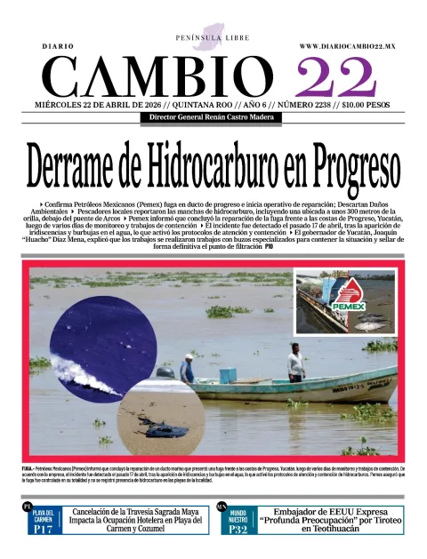 Portada de Diario Cambio 22 (contraportada) del miércoles, 22 de abril de 2026