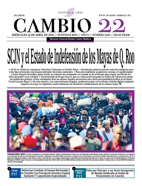 Portada de Diario Cambio 22 (portada) del miércoles, 22 de abril de 2026