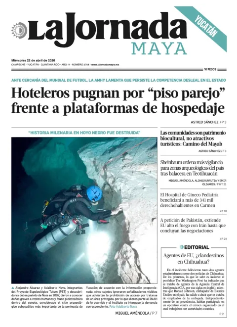 Portada de La Jornada Maya Yucatán del miércoles, 22 de abril de 2026
