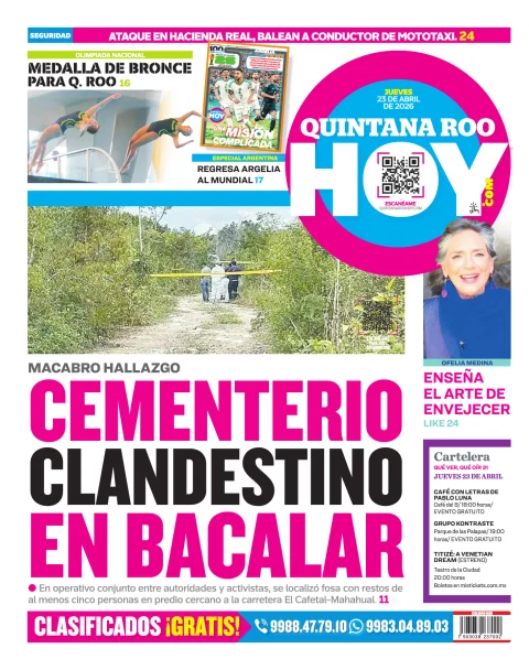 Portada de Quintana Roo Hoy (contraportada)