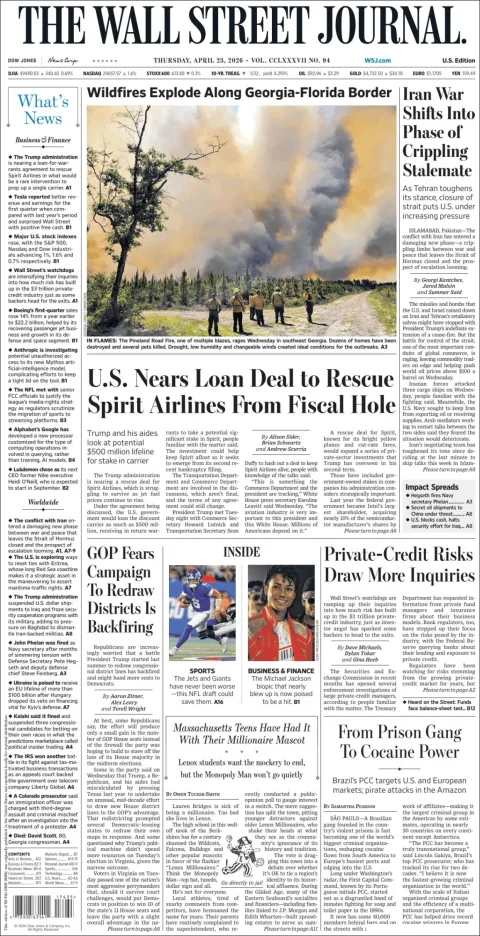 Portada de The Wall Street Journal